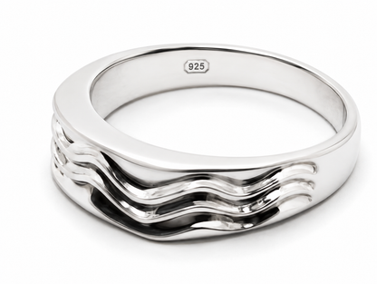 Genuine Sterling Silver 925 Full Solid Swirl Wave Ring - Choose your size Q TO U
