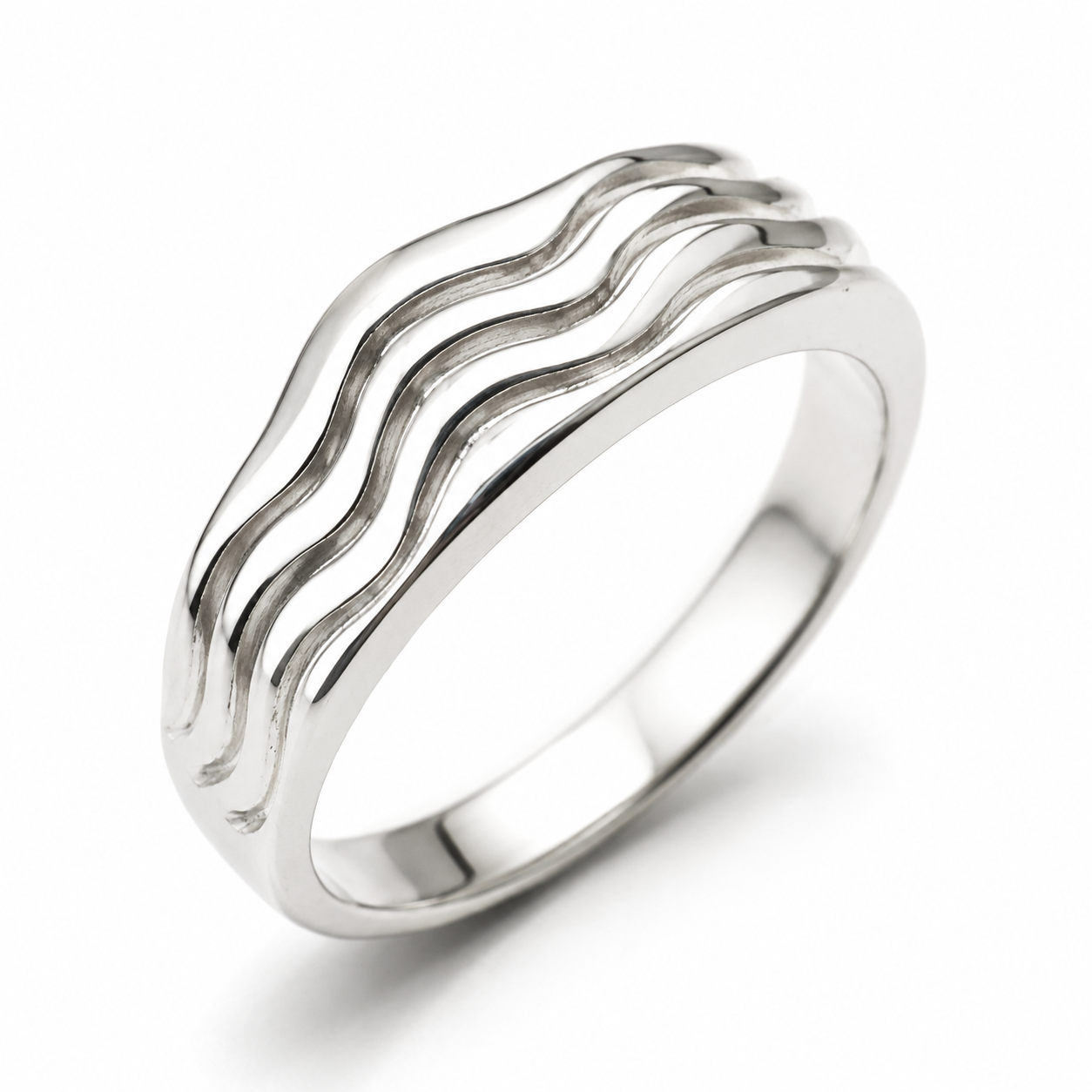 Genuine Sterling Silver 925 Full Solid Swirl Wave Ring - Choose your size Q TO U