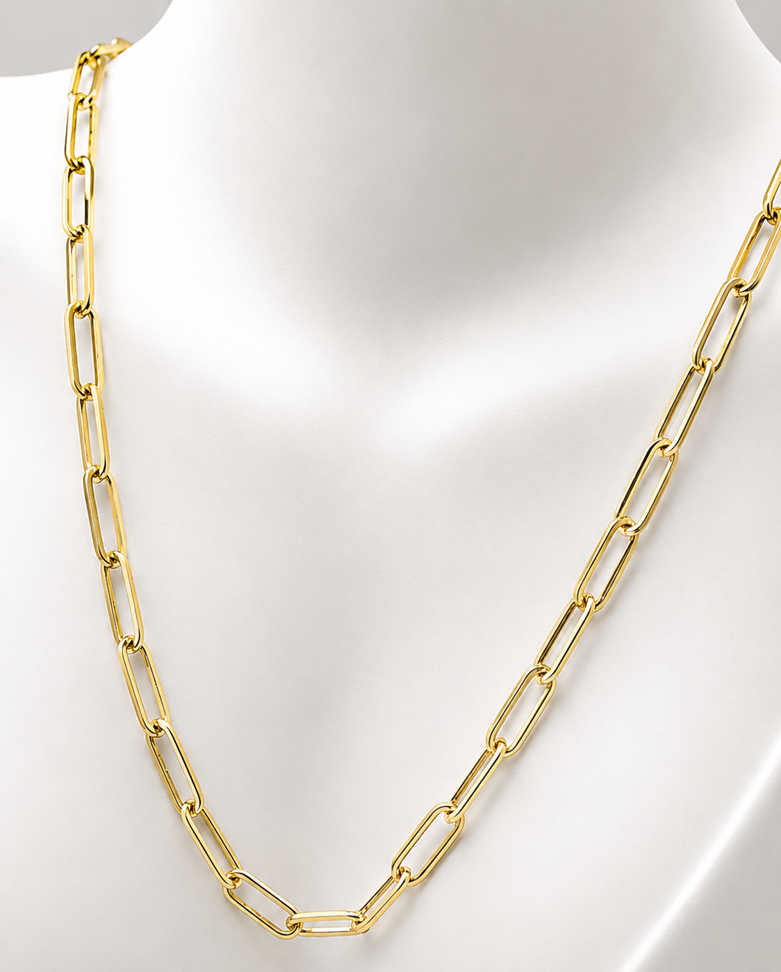 Genuine 9ct 9K 375 Yellow, Rose or White Gold Handmade Solid Paperclip Necklace Chain 60cm