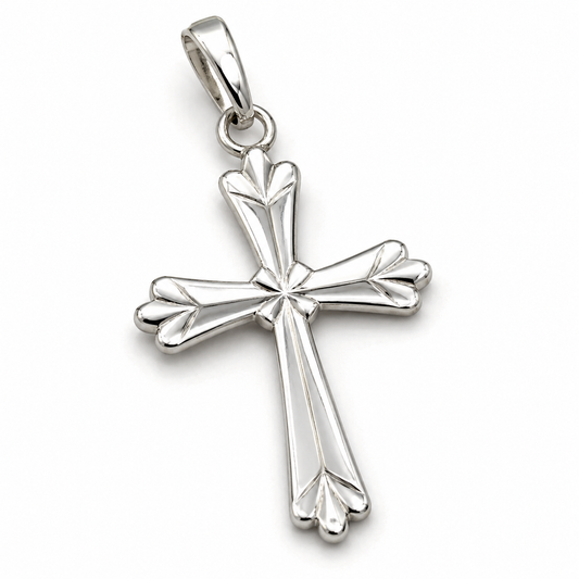 Genuine Brand New Fine Silver 999 Fancy Crucifix Cross 26mm x 16mm