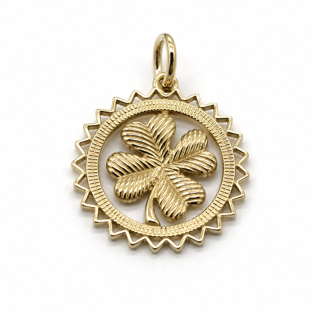 Genuine Sterling Silver 925 or Yellow or Rose Gold Plated Four Leaf Clover Pendant