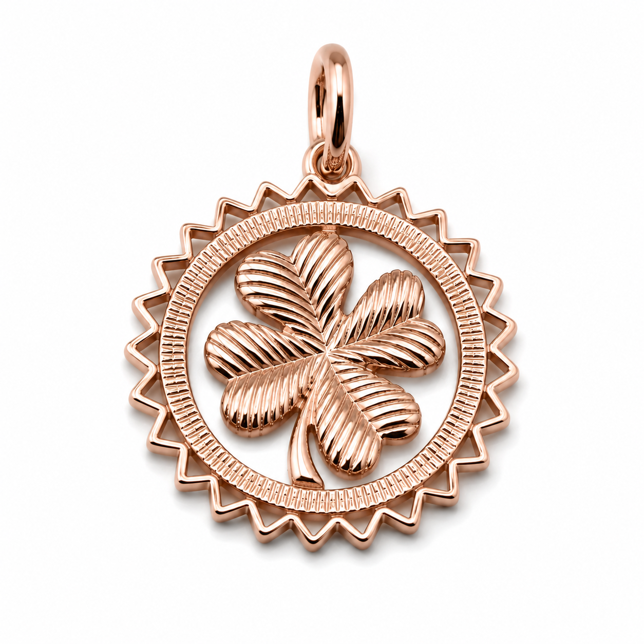 Genuine Sterling Silver 925 or Yellow or Rose Gold Plated Four Leaf Clover Pendant