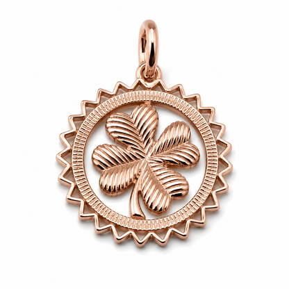 Genuine Sterling Silver 925 or Yellow or Rose Gold Plated Four Leaf Clover Pendant