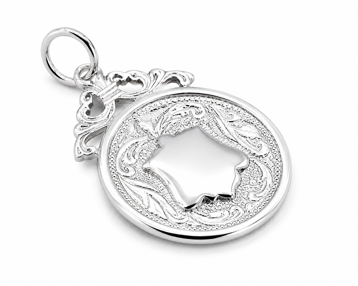 Genuine Sterling Silver 925 Shield Medal Pendant Or Charm