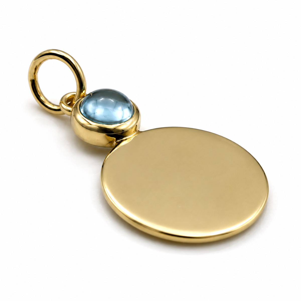Genuine 9ct 9k 375 Yellow, Rose or White Gold 11mm Cabochon Topaz Filigree Disc Round Circle Pendant