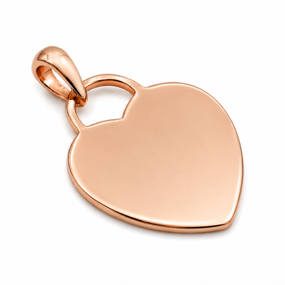 Genuine 9ct 9K 375 Yellow, Rose or White Gold Heart Shield Disc Pendant Charm Engravable