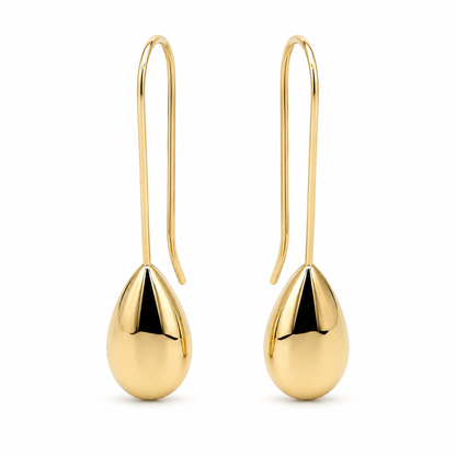 Genuine 9ct 9K 375 Yellow, Rose or White Gold Large Teardrop Tear Drop Long Hook Earrings