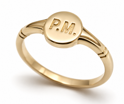 Genuine Full Solid 9ct 9k 375 Yellow, Rose or White Gold Oval Signet Ring Engraved With Two Initials
