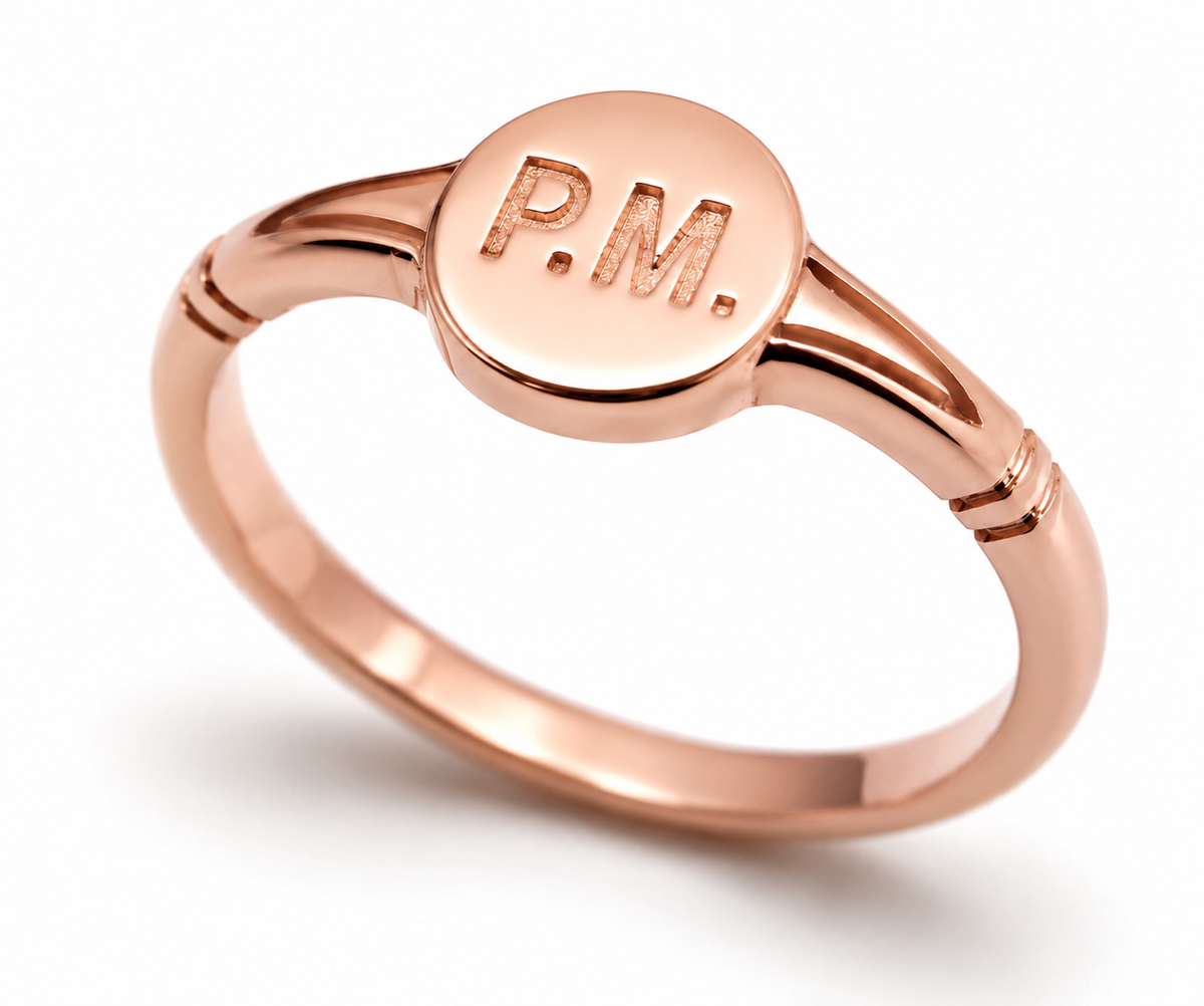 Genuine Full Solid 9ct 9k 375 Yellow, Rose or White Gold Oval Signet Ring Engraved With Two Initials