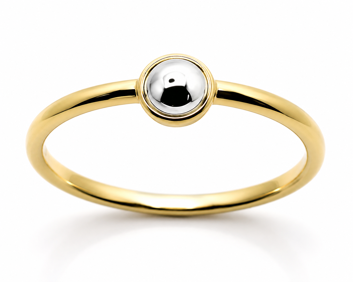 Genuine 9ct 9K 375 Yellow Gold & White Gold Ball 4mm Half Ball Ring - Choose your ring size H to P
