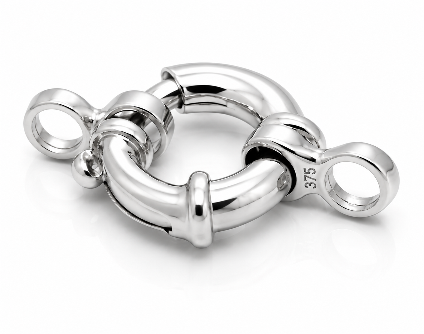 Genuine 15mm 9ct 9k 375 White Gold Bolt Ring Clasp With Ends