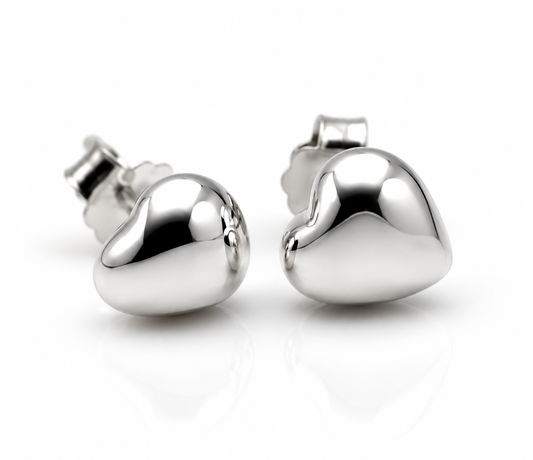 Genuine Sterling Silver 925 Small Heart Stud Earrings