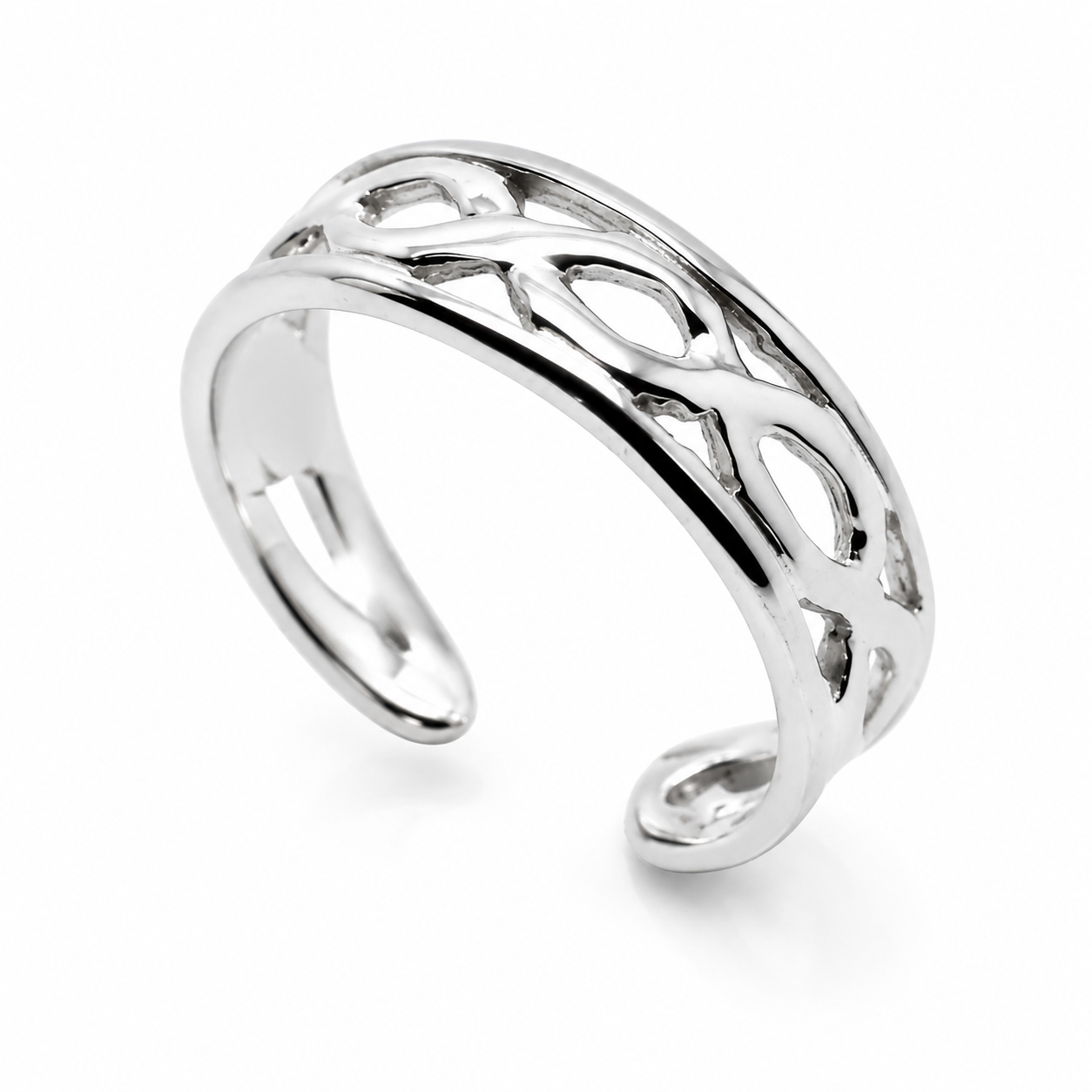 Genuine Solid Sterling Silver 925 Weave Toe Ring 339