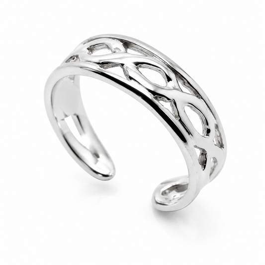 Genuine Solid Sterling Silver 925 Weave Toe Ring 339