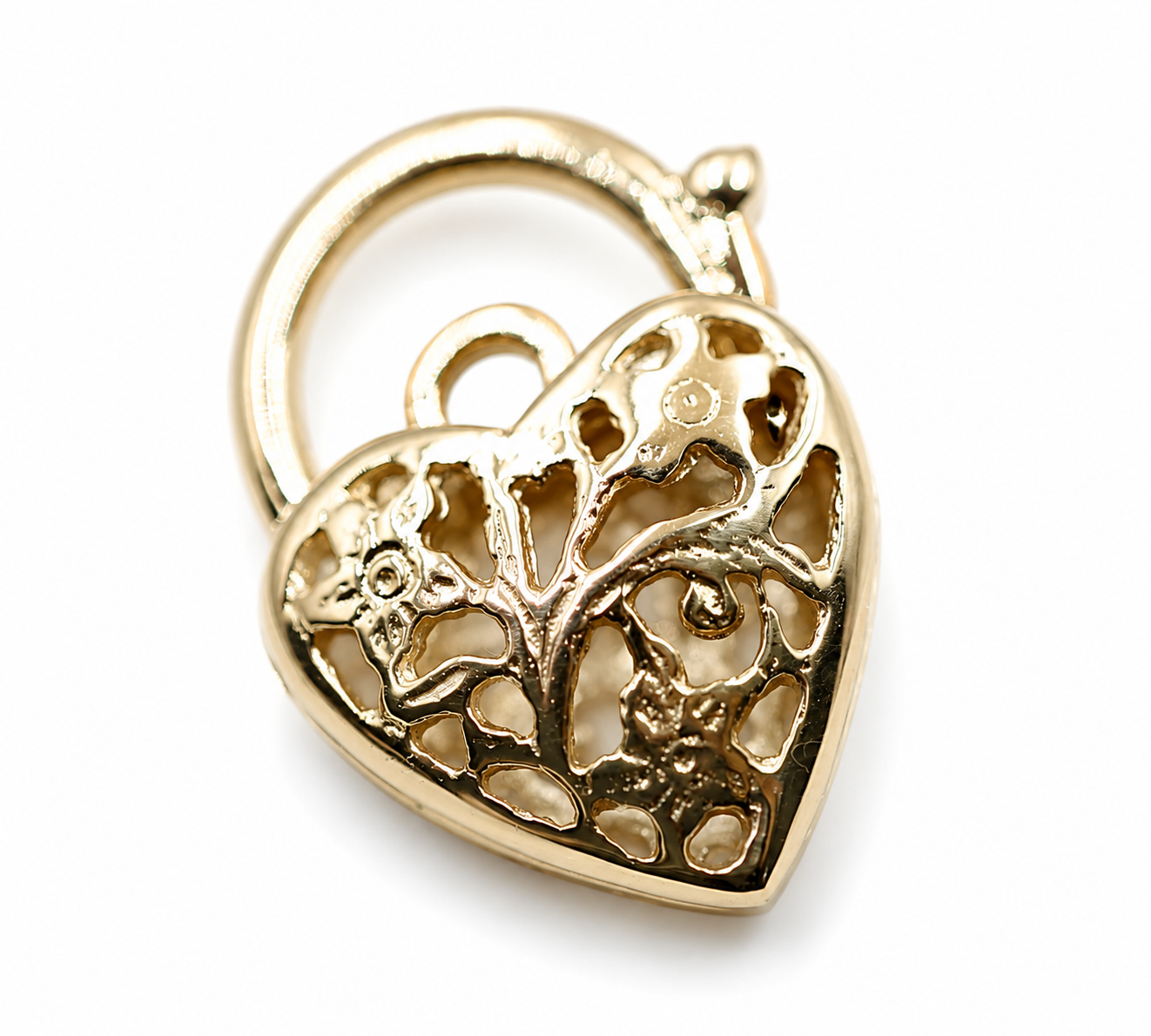 Kaedesigns Genuine 9ct 9K 14mm Yellow, Rose or White Gold Filigree Heart Pendant Padlock