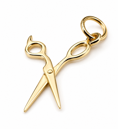 Genuine 9ct 9K 375 Yellow, Rose or White Gold Scissors Hairdresser 3D Pendant Or Charm