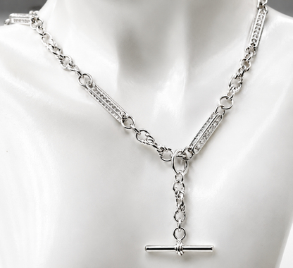 Heavy Genuine Sterling Silver 925 Antique Oval Belcher Link FOB Chain Necklace