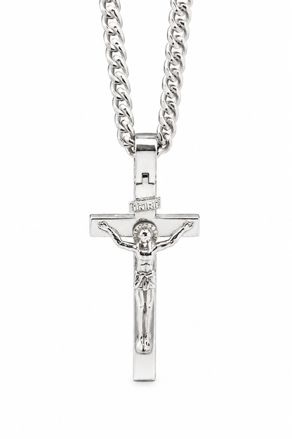 Genuine Sterling Silver 925 Solid Heavy Crucifix Cross Pendant + 70cm Necklace Chain
