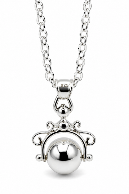 Kaedesign, Sterling Silver Chain Belcher 70cm Necklace & Ball Spinner Pendant