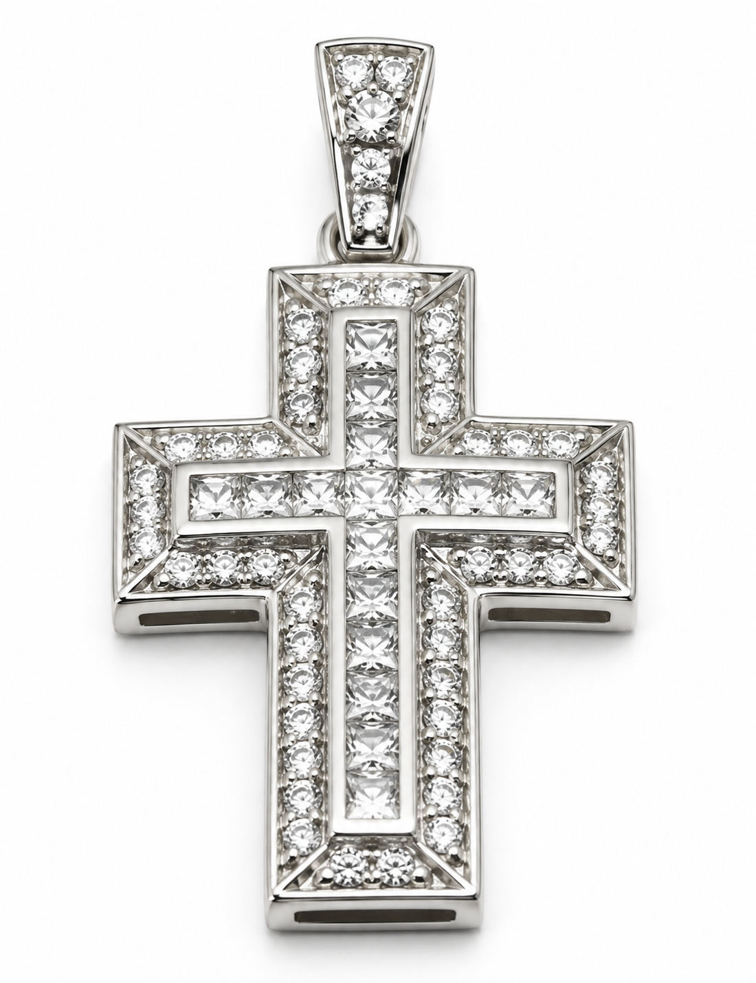 Genuine Sterling Silver 925 Cubic Zirconia Cross Pendant