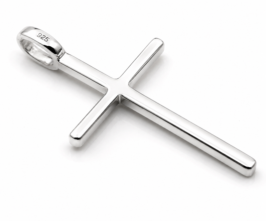 Genuine Solid New Sterling Silver 925 Thin Medium Plain Cross Pendant