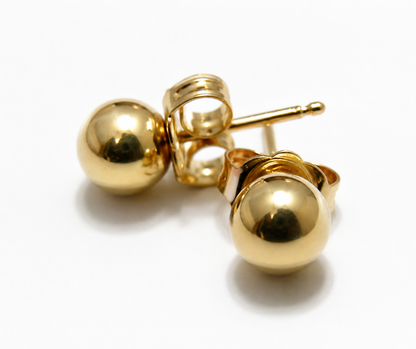 Genuine 9ct 9k 375 Yellow Gold 7mm Stud Ball Earrings