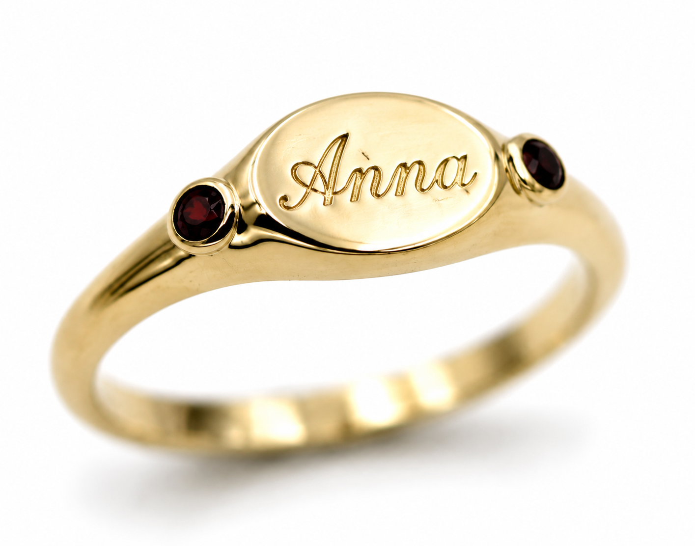 Genuine 9ct 9K 375 Yellow, Rose or White Gold 375 Oval Garnet (Birthstone Of January) Signet Ring