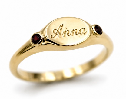 Genuine 9ct 9K 375 Yellow, Rose or White Gold 375 Oval Garnet (Birthstone Of January) Signet Ring