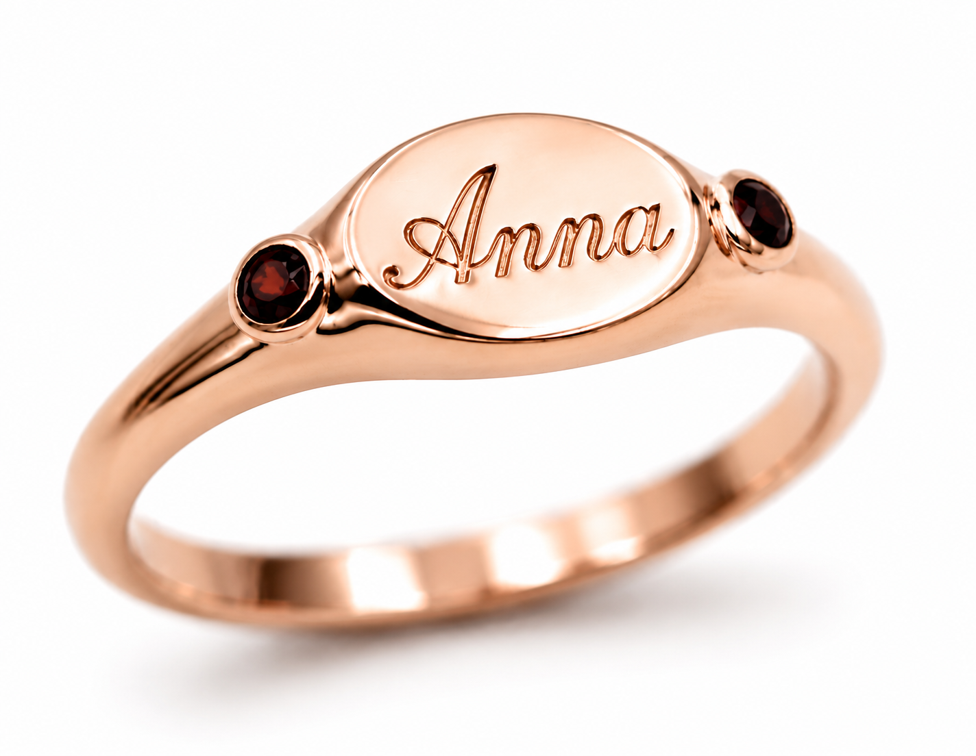 Genuine 9ct 9K 375 Yellow, Rose or White Gold 375 Oval Garnet (Birthstone Of January) Signet Ring