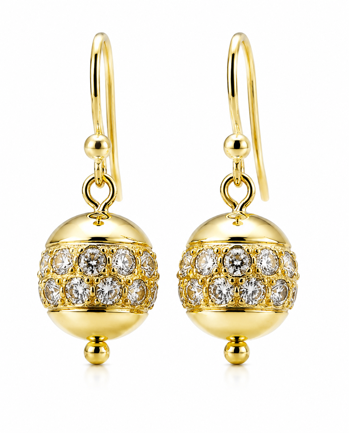 Genuine 9ct 9k 375 Yellow Gold 10mm Cubic Zirconia Ball Earrings