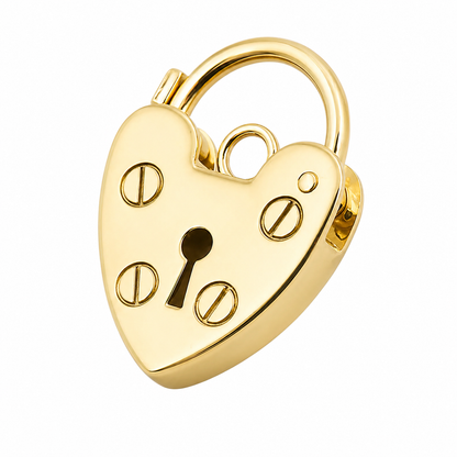Genuine Small 11mm 9ct 9k 375 Yellow or Rose Gold Screw Heart Pendant Padlock