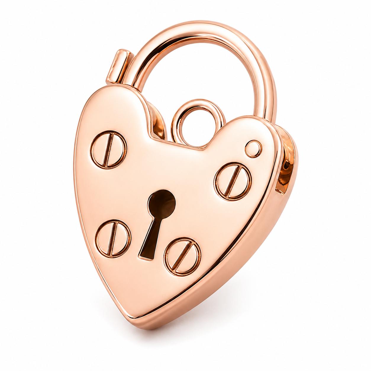 Genuine Small 13.5mm 9ct 9k 375 Yellow or Rose Gold Screw Heart Pendant Padlock