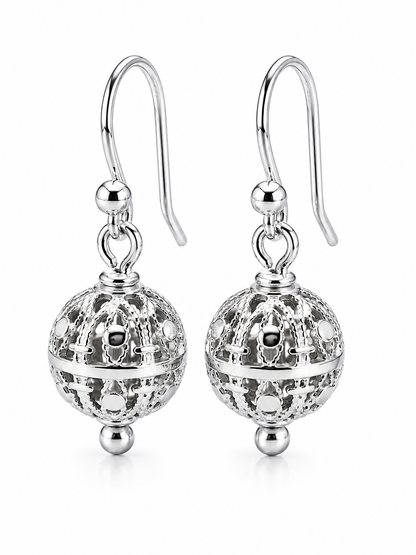 Genuine 9ct 9k 375 Yellow, Rose or White Gold 10mm Euro Ball Drop Filigree Earrings