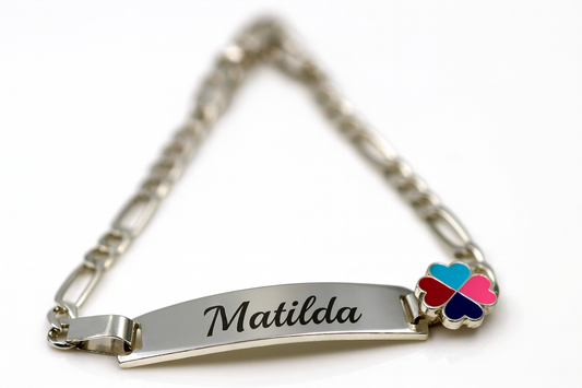 Sterling Silver 925 4 Leaf Clover Identity ID Bracelet 17cm long