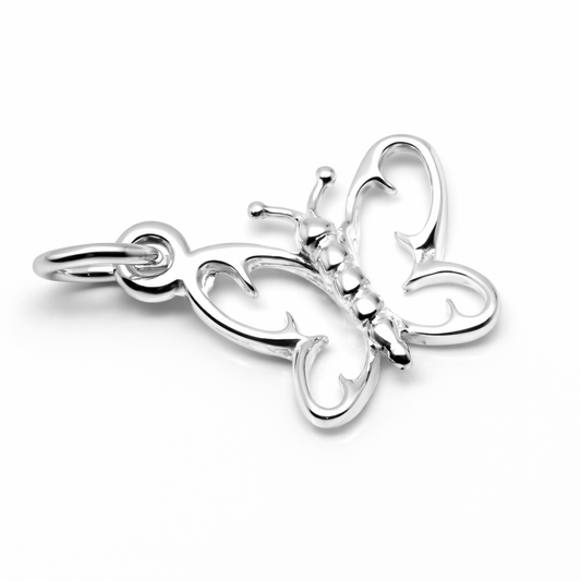 Sterling silver small light weight Beautiful Butterfly Charm Pendant + jump ring