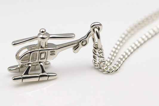 Genuine Sterling Silver 925 Helicopter Chopper Charm Pendant + Chain