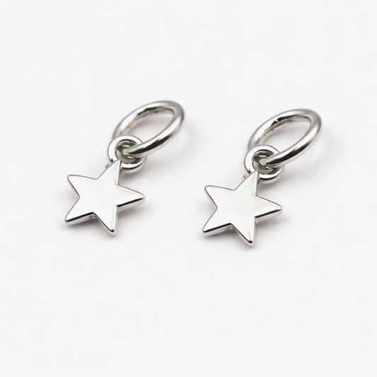 Kaedesigns Genuine 1 Pair 9ct 9Kt 375 Genuine Yellow, Rose or White Gold Disc Star Charms