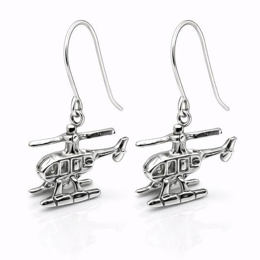 Genuine Sterling Silver 925 Helicopter Chopper Hook Earrings