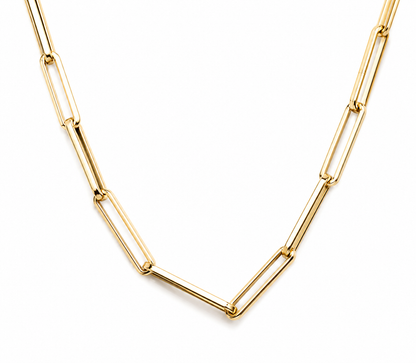 Genuine 9ct 9K 375 Yellow Gold Large Paperclip Necklace Chain 45cm 5.8g