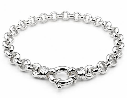 Kaedesigns 925 Sterling Silver Belcher bracelet with Bolt Ring 19cm -Free post