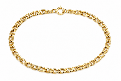 Genuine 14ct 14k 585 Yellow Mariner Chain Link Bracelet 17cm