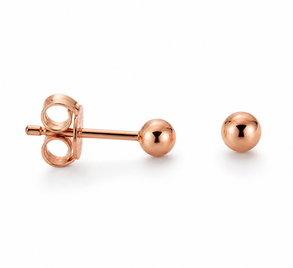 Kaedesigns Small Genuine 9ct 9k 375 Rose Gold 3mm Stud Ball Earrings