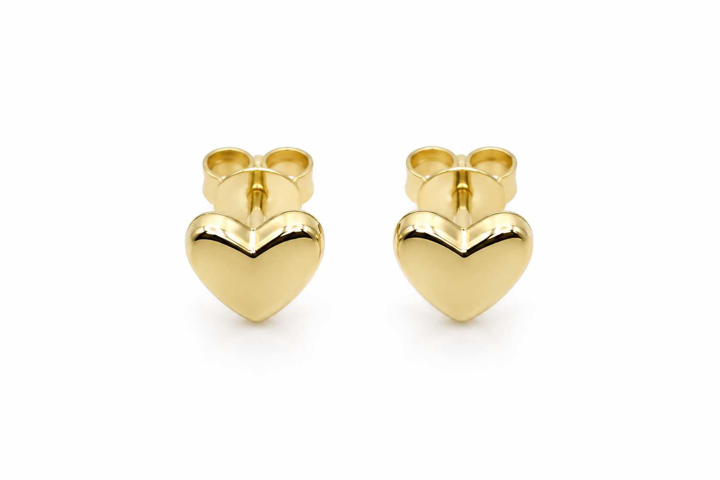Childs Small 9ct 9K 375 Solid Yellow Gold Stud Heart Earrings