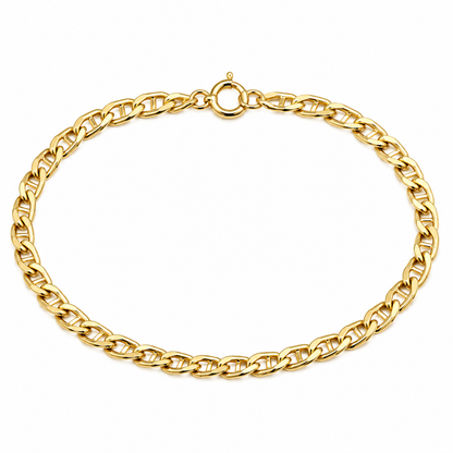 Genuine 14ct 14k 585 Yellow Mariner Chain Link Bracelet 17cm