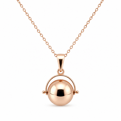 Genuine 9ct 9k Rose Gold 70cm Cable Necklace Chain + Spinner Pendant