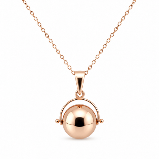 Genuine 9ct 9k Rose Gold 70cm Cable Necklace Chain + Spinner Pendant