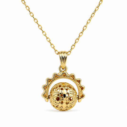Genuine 9ct 9k 375 Yellow Gold 45cm Cable Necklace Chain + Spinner Pendant