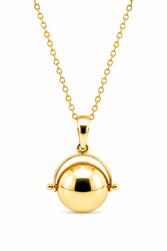 Genuine 9ct 9k 375 Yellow or Rose Gold 65cm Cable Necklace Chain + Spinner Pendant