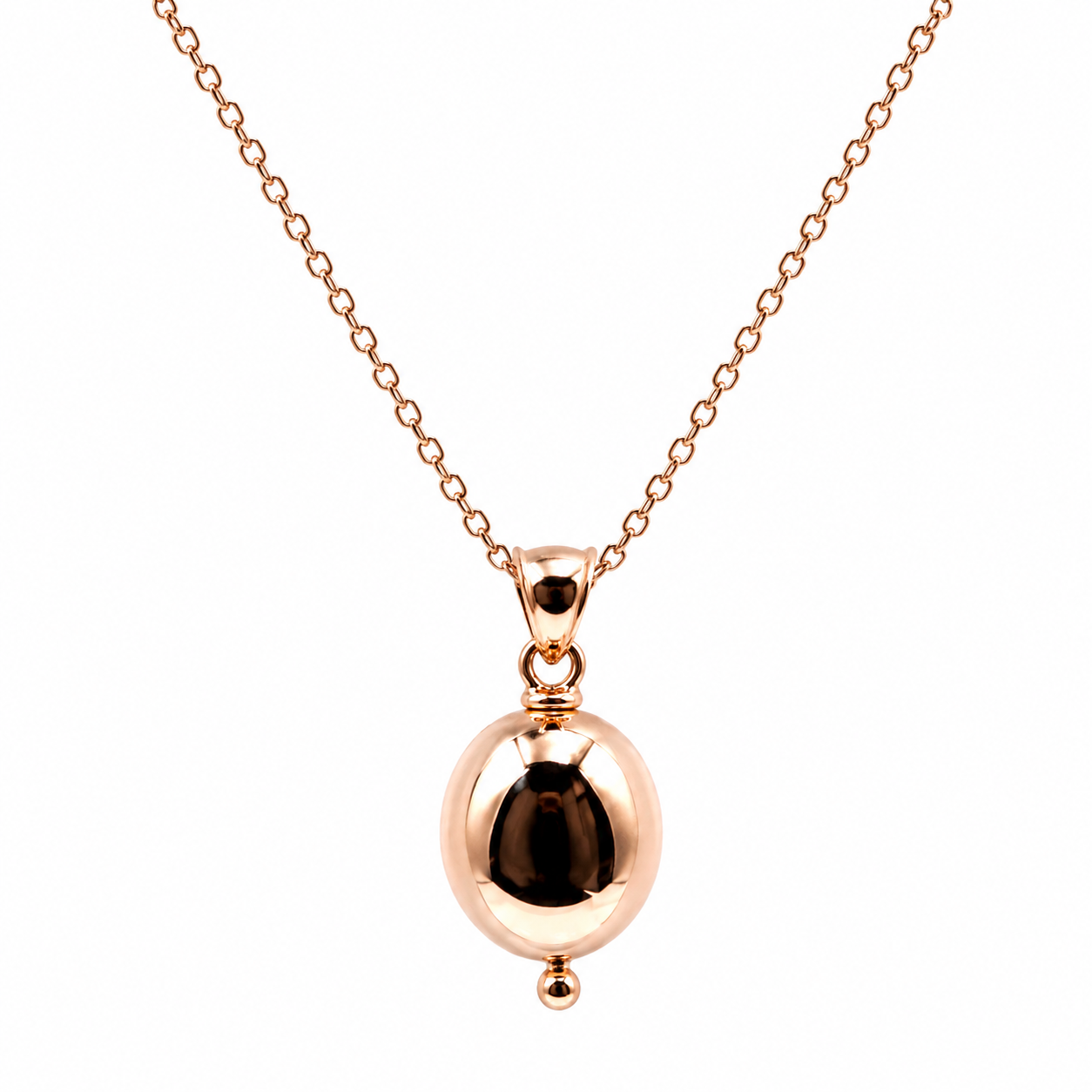 Genuine 9ct 9k Rose Gold 50cm Cable Necklace Chain + Oval Pendant