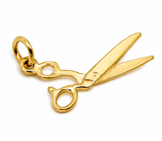 Genuine 9ct 9k 375 Yellow Gold Scissors Hairdresser 3D Pendant Or Charm